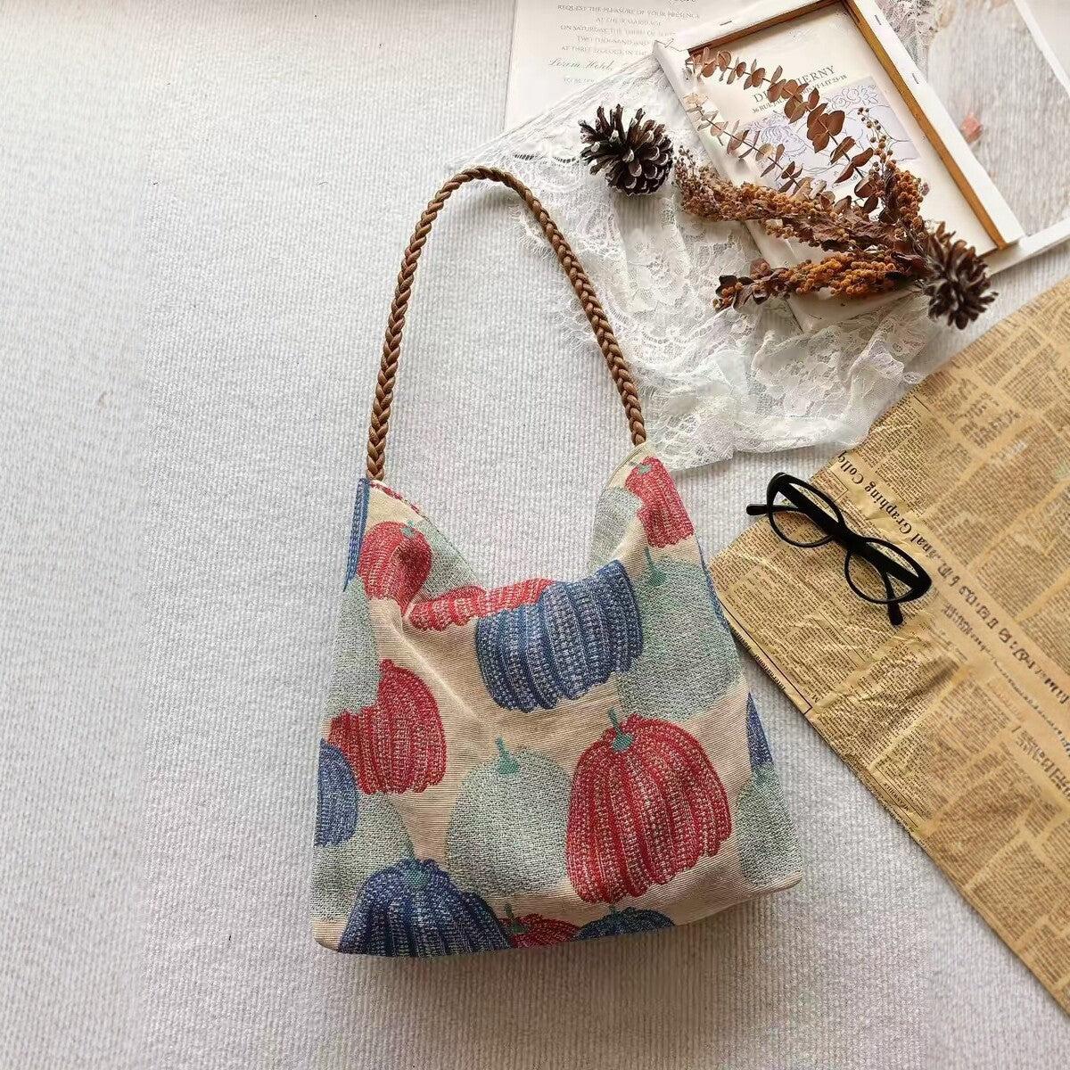 Harvest Pumpkin Canvas Shoulder Bag
