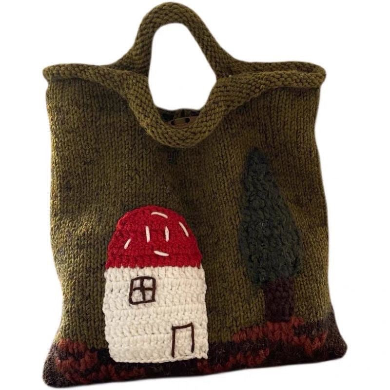 Forest Mushroom Knit Tote