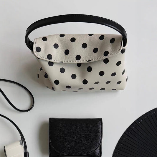 Ivory Polka Dot Flap Shoulder Bag