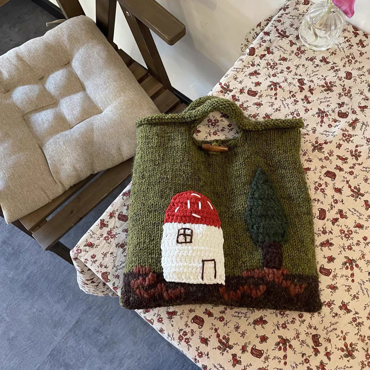 Forest Mushroom Knit Tote