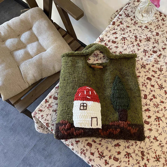 Forest Mushroom Knit Tote