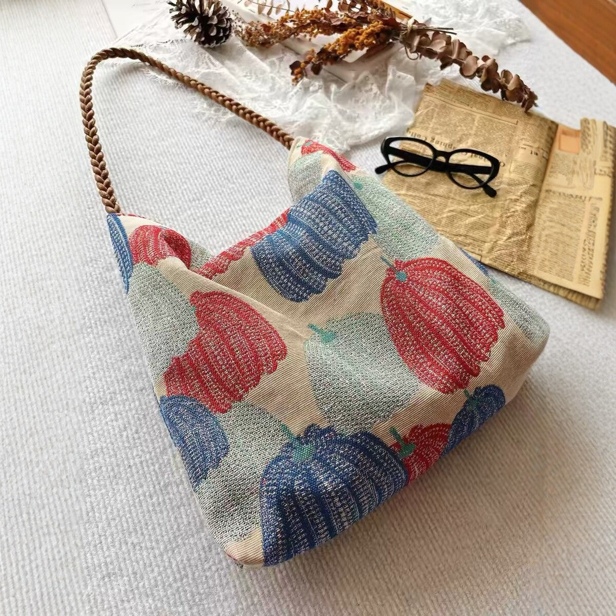 Harvest Pumpkin Canvas Shoulder Bag