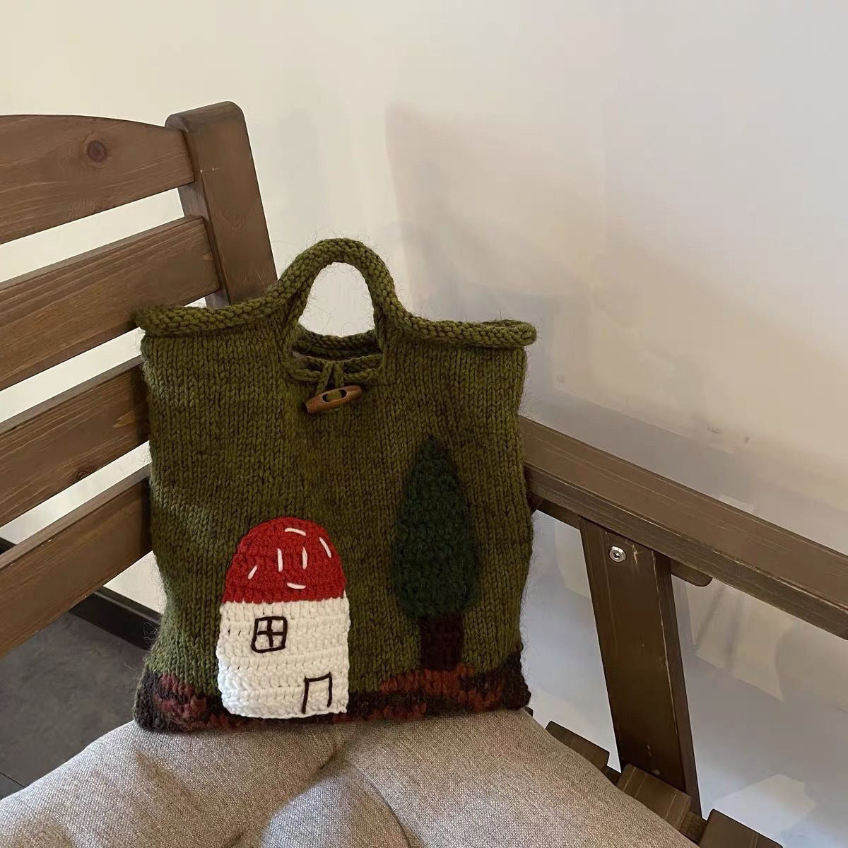 Forest Mushroom Knit Tote