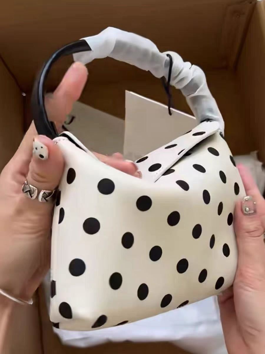 Ivory Polka Dot Flap Shoulder Bag