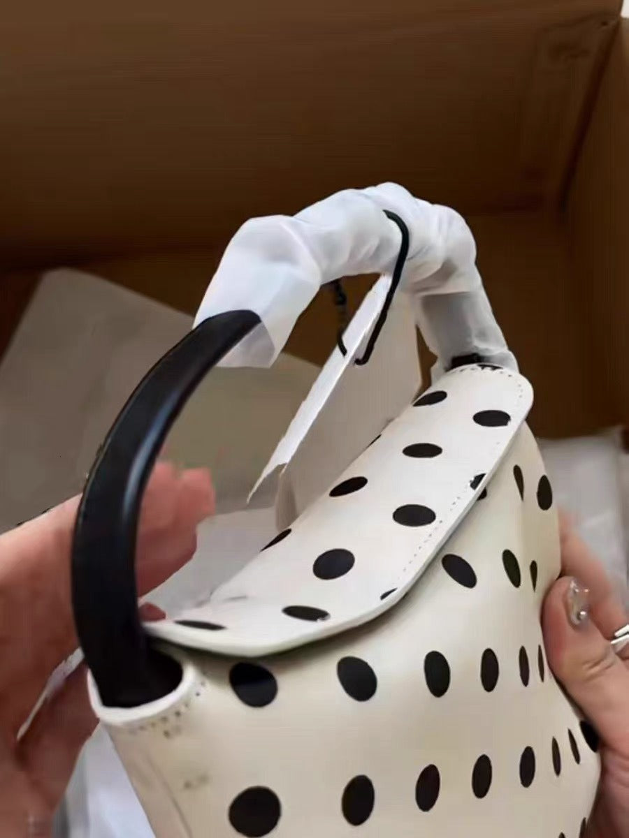 Ivory Polka Dot Flap Shoulder Bag