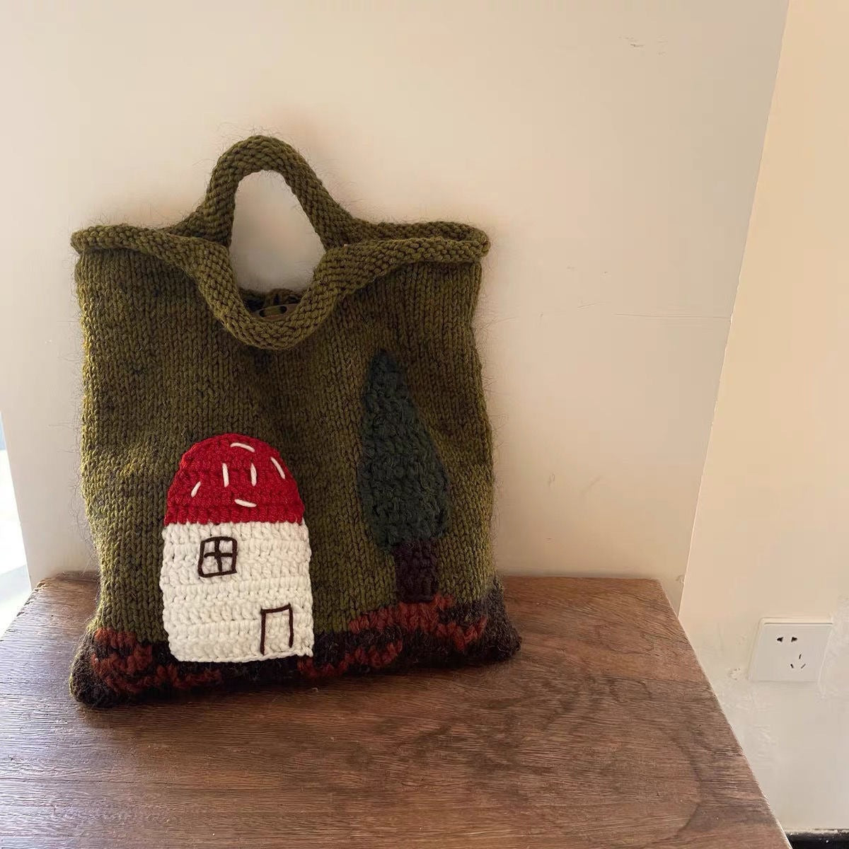 Forest Mushroom Knit Tote