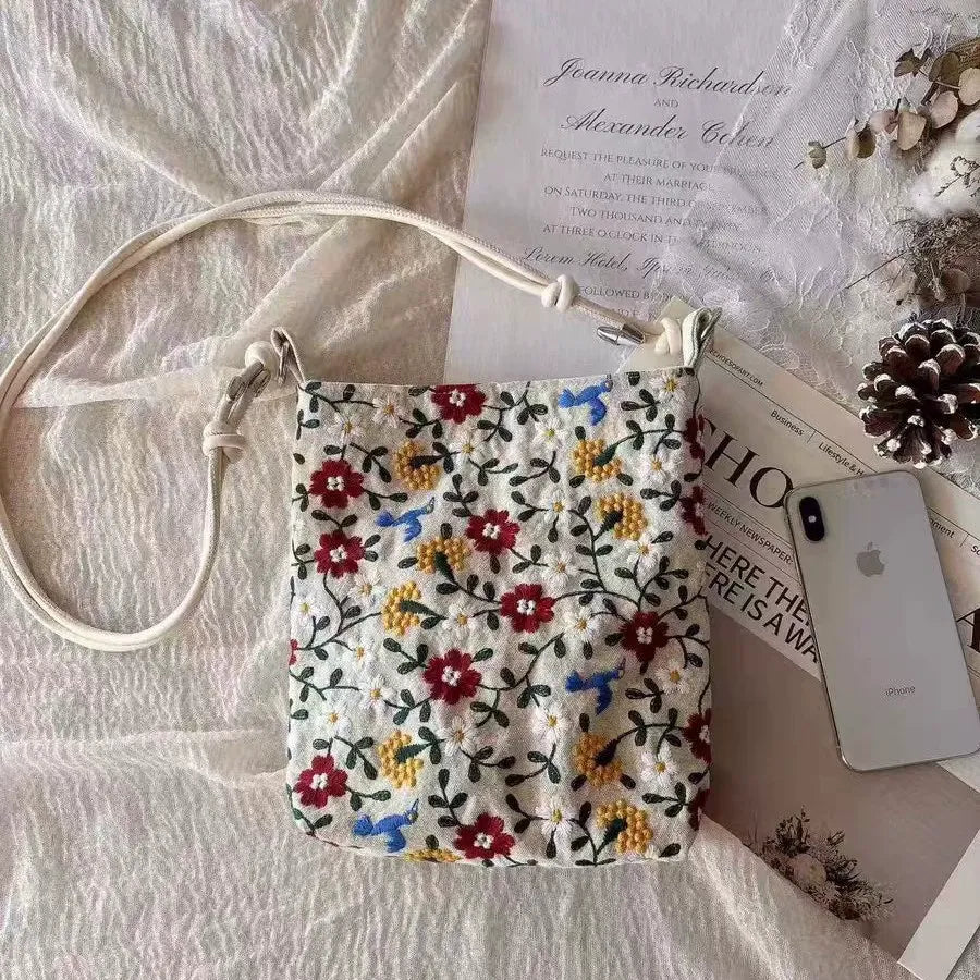 Wildflower Embroidered Crossbody Bag