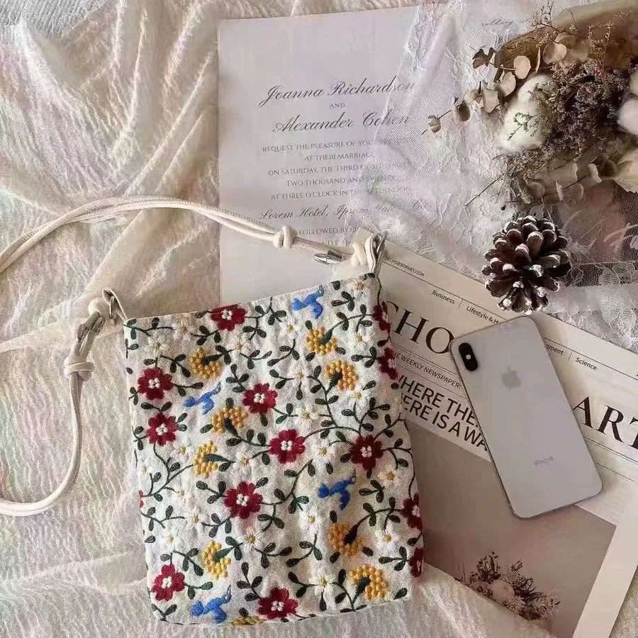 Wildflower Embroidered Crossbody Bag